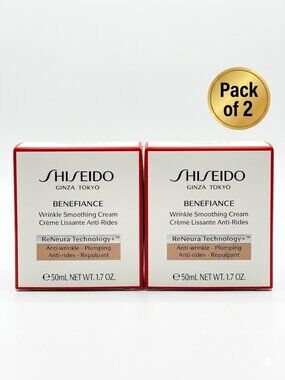 Shiseido Benefiance Wrinkle Smoothing Cream – 50ml / 1.7 oz (2 Pack) – New in Bo
